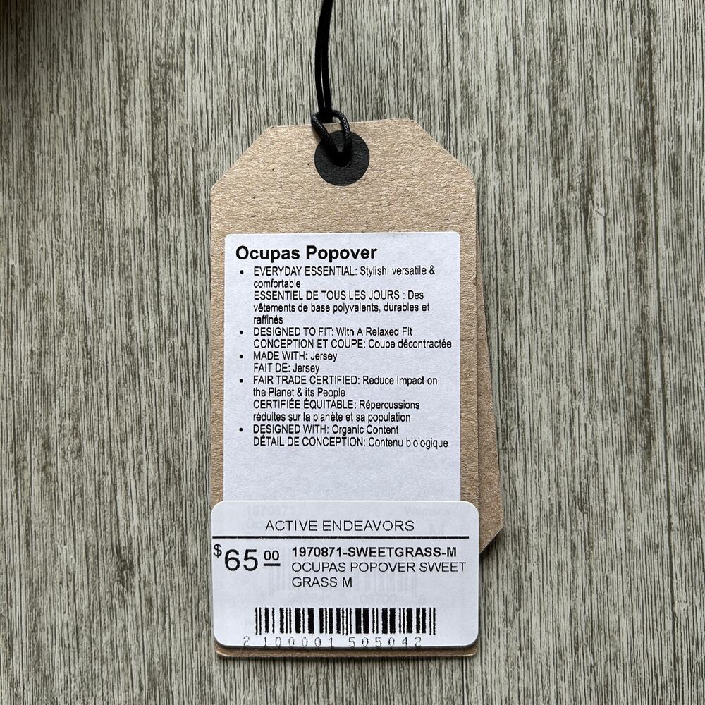 Prana Olive Green “Ocupas Popover” Boxy Pleated Short Sleeve T-Shirt Size Medium - Picture 11 of 12